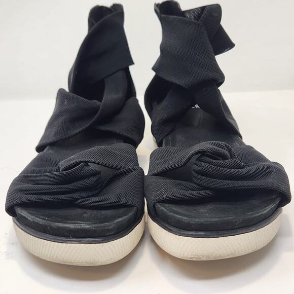 Eileen Fisher Women Zanya Sneaker Sandal Size 6.5 Black Mesh Leather Zipper - Picture 3 of 9